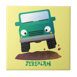 Cute 4X4 offroad vehicle cartoon car Tile