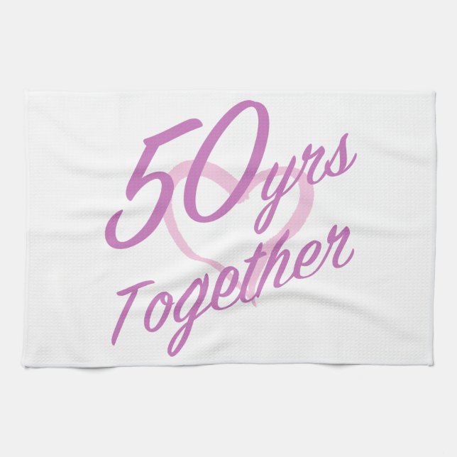 Cute 50th Anniversary Kitchen Towel (Horizontal)
