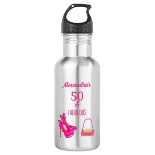 Cute 50th Birthday Hot Pink High Heels Name Gift  532 Ml Water Bottle