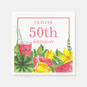 Cute 5oth Birthday Pink Watermelon Paper Napkin