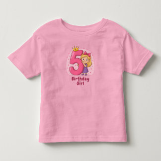 Cute 5th Birthday Girl Celebration Toddler T-shirt