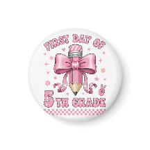 Cute 5th Grade Girl Pink Bow Groovy Pencil Design