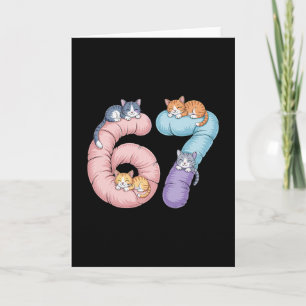 Cute 67 Cat Meme Design  Card