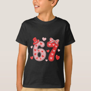 Cute 67 Hearts Number Six Seven Valentines Day Lov T-Shirt