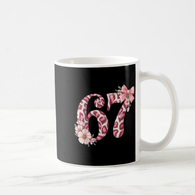 Cute 67 Meme Nk Bow Leopard Floral For Girl Women  Coffee Mug (Right)