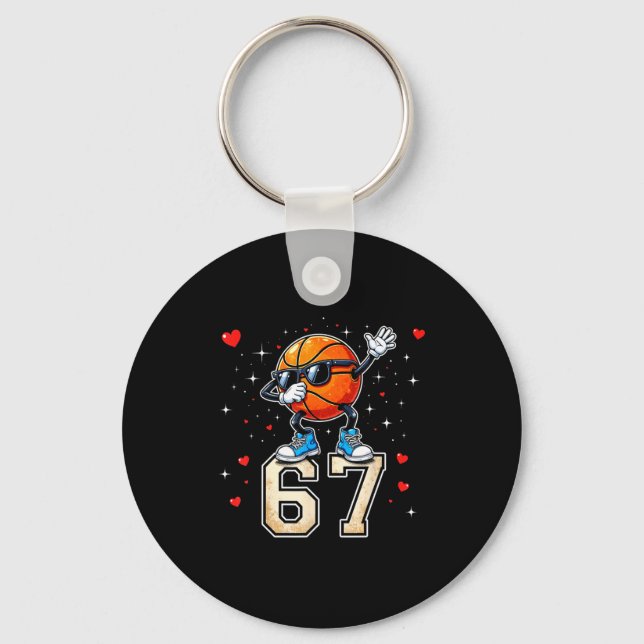 Cute 67 Six Seven Sunglasses Dabbing Keychain (Front)