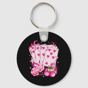 Cute 67 Valentine Six Seven Playing Cards Dice Che Keychain