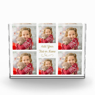 Cute 6 pic Collage Minimalist Gold and White Grid Photo Block