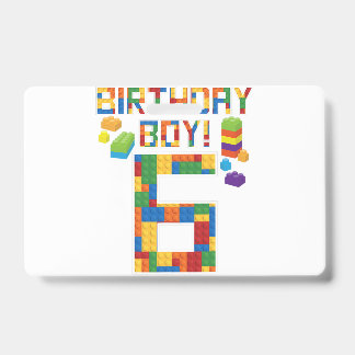 Cute 6th Birthday Gift 6 Years Old Block Building  Badge