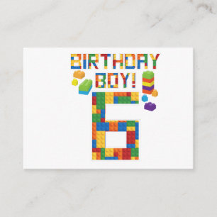 Cute 6th Birthday Gift 6 Years Old Block Building  Enclosure Card