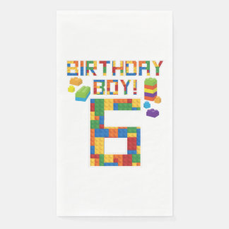 Cute 6th Birthday Gift 6 Years Old Block Building  Napkin