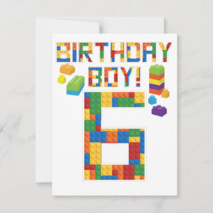 Cute 6th Birthday Gift 6 Years Old Block Building  Save The Date