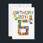 Cute 6th Birthday Gift 6 Years Old Block Building  Save The Date<br><div class="desc">Cute 6th Birthday Gift 6 Years Old Block Building Boys Kids T-Shirt</div>