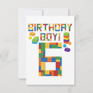 Cute 6th Birthday Gift 6 Years Old Block Building  Save The Date
