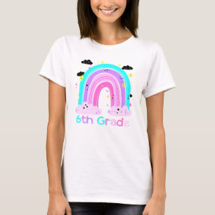 Cute 6th Grade Teacher Student Boho Rainbow Back T T-Shirt
