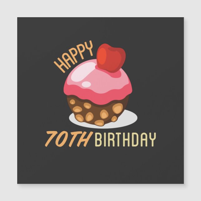 Cute 70th birthday design with chocolate cake (Front)