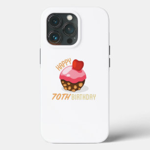 Cute 70th birthday design with chocolate cake iPhone 13 pro case