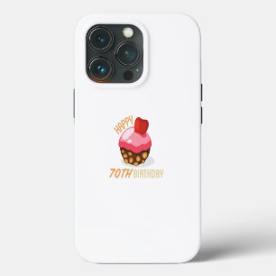 Cute 70th birthday design with chocolate cake iPhone 13 pro case