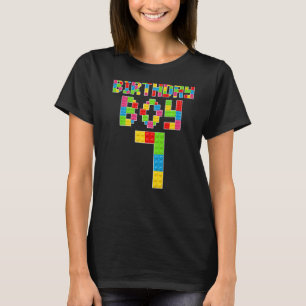 Cute 7th Birthday 7 Years Old Block Building Boys T-Shirt