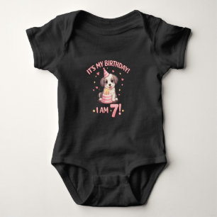 Cute 7th Birthday Puppy - It's My Birthday I Am 7  Baby Bodysuit
