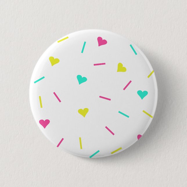 Cute 80s Pastel Hearts & Sprinkles - Customizable 2 Inch Round Button (Front)