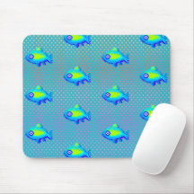 Cute 8 Bit Pixel Art Blue Green Fishes Geeky Gamer