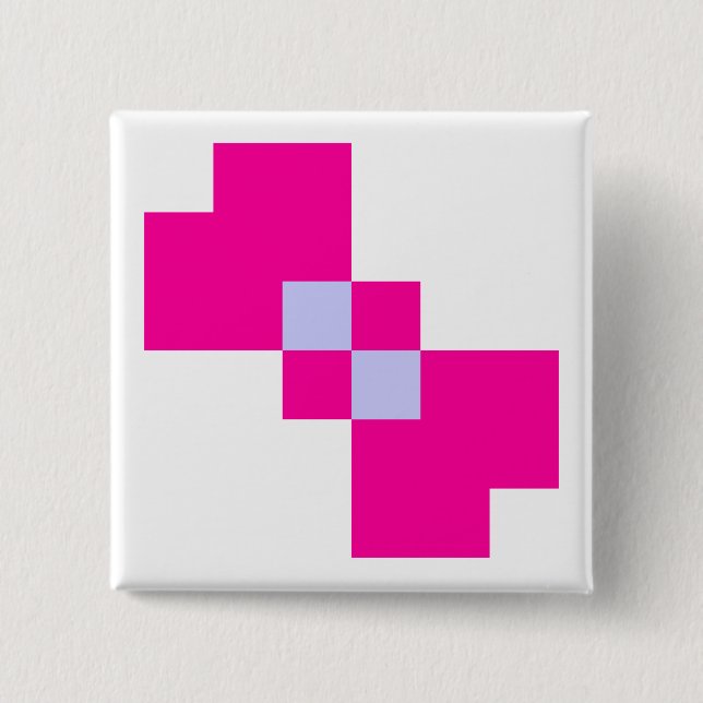 Cute 8 Bit Pixel Bow 2 Inch Square Button (Front)