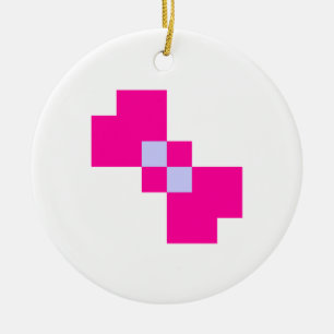 Cute 8 Bit Pixel Bow Ceramic Ornament