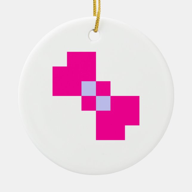 Cute 8 Bit Pixel Bow Ceramic Ornament (Front)