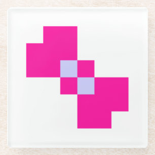 Cute 8 Bit Pixel Bow Glass Coaster