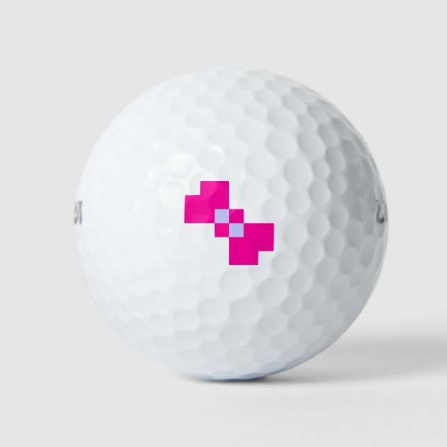 Cute 8 Bit Pixel Bow Golf Balls (Front)