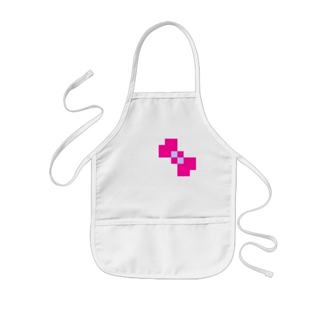 Cute 8 Bit Pixel Bow Kids Apron (Front)