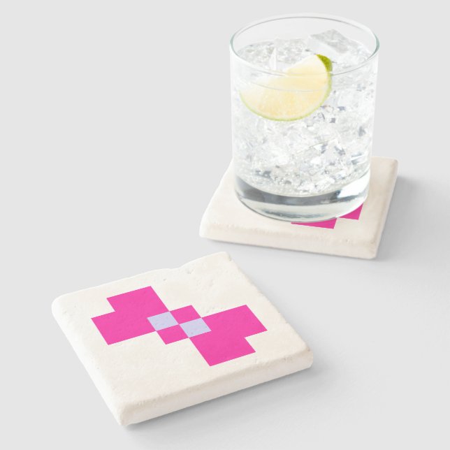 Cute 8 Bit Pixel Bow Stone Coaster (Side)