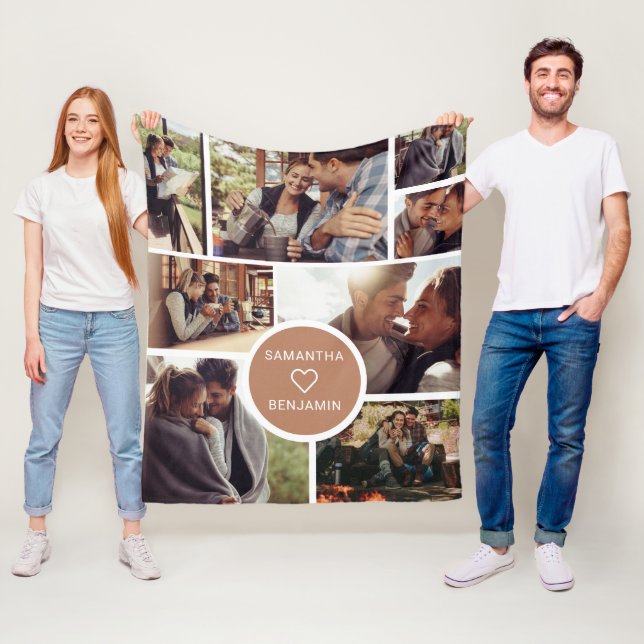 Cute 8 Photo Collage Vacation Camping Personalized Fleece Blanket (In Situ)
