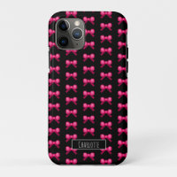 Cute 8bit Pink Bow Tie Ribbon Pattern Name Black