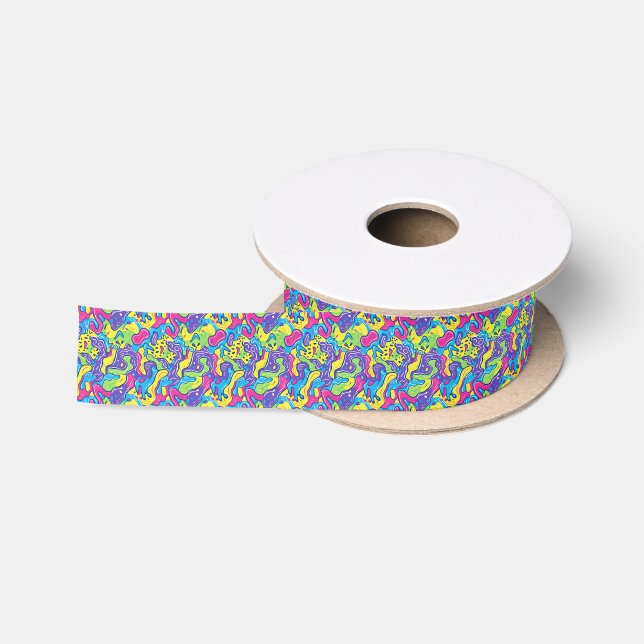 Cute 90s style tiled pattern party  satin ribbon (Spool)