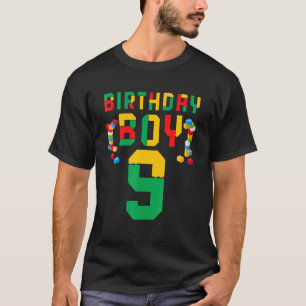 Cute 9th Birthday Tees 9 Years Old Block Building 