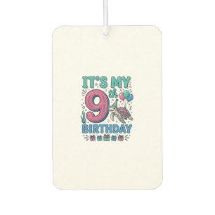 Cute 9th Birthday Turtle Vintage Kids Shirt Design Air Freshener