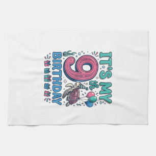 Cute 9th Birthday Turtle Vintage Kids Shirt Design Kitchen Towel
