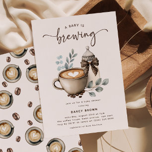 Cute 'a Baby is Brewing' Coffee Baby Shower Invitation
