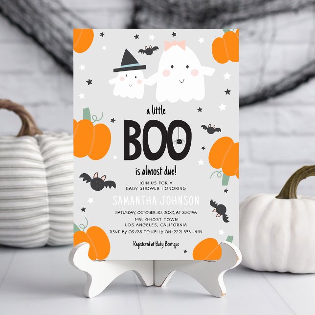 Cute 'a little BOO is almost due' Boy Baby Shower Invitation (Creator Uploaded)