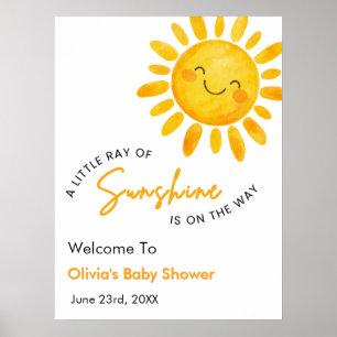 Cute A Little Ray of Sunshine Baby Shower Welcome Poster
