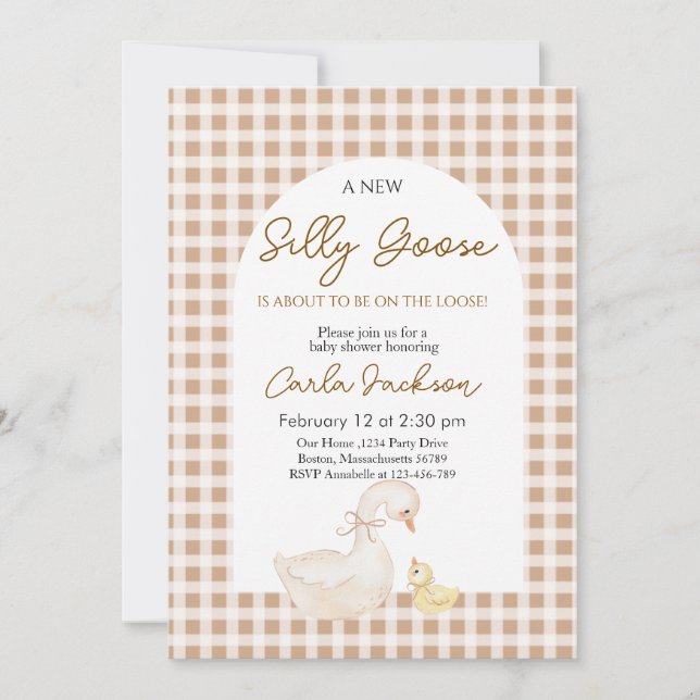 Cute A New Silly Goose Baby Shower Invitation (Front)