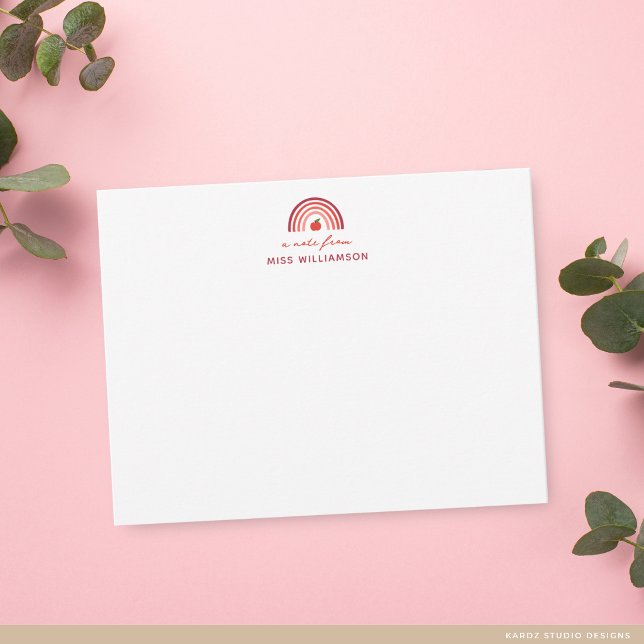 Cute A Note From Teacher Name Note Card (Card shown is 4.25 x 5.5 inches. Choose size, paper, and corner style.)