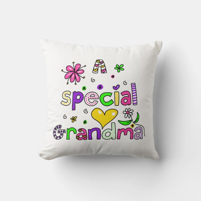 Cute A Special Grandma Granny Text Expression Throw Pillow (Front)