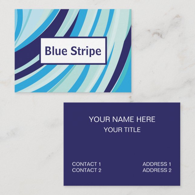 Cute Abstract Blue Diagonal Stripe  Business Card (Front/Back)