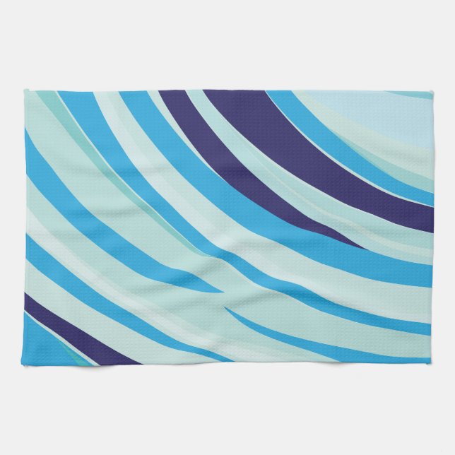 Cute Abstract Blue Diagonal Stripe  Kitchen Towel (Horizontal)