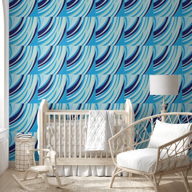 Cute Abstract Blue Diagonal Stripe Wallpaper (Kids)