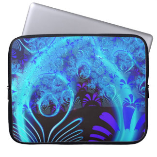 Cute Abstract Blue Floral Nature Pattern Fine Art Laptop Sleeve