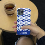 Cute Abstract Blue Floral Pattern with Name Samsung Galaxy Case<br><div class="desc">A feminine abstract flower pattern in shades of blue with a place to add your name for personalization.</div>